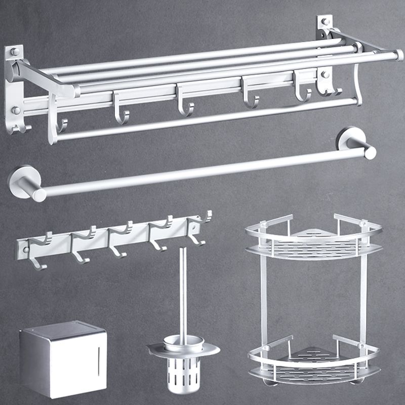 BowLift | Silver Modern Bathroom Accessory Set with Bath Shelf/Towel Rack & Bathrobe Hook