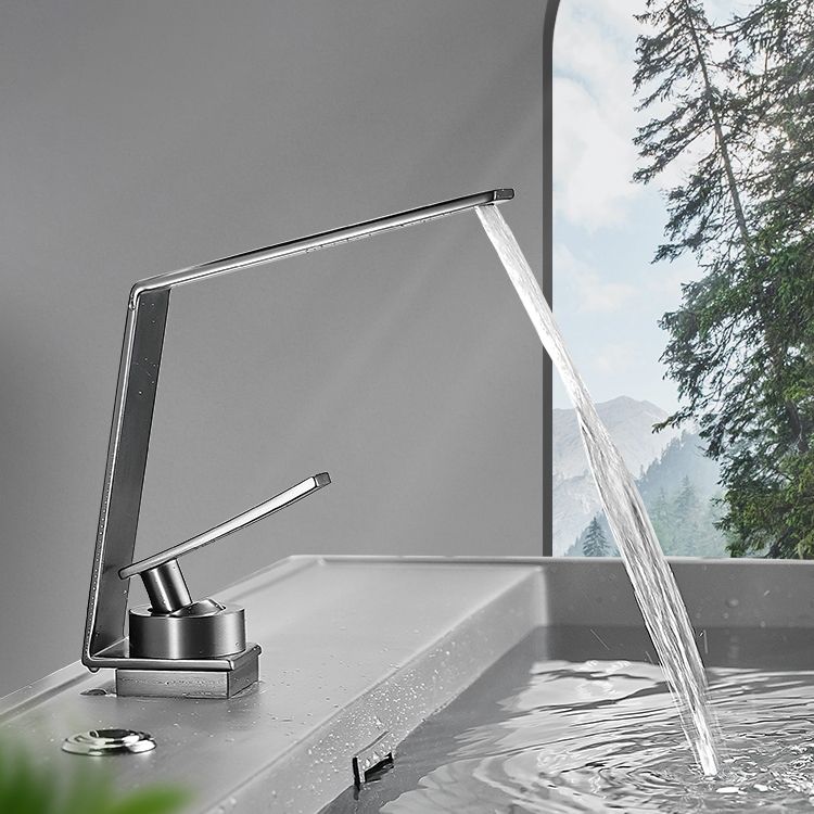 BowLift | Metal Waterfall Spout Sink Faucet Lever Handles Vessel Sink Faucet