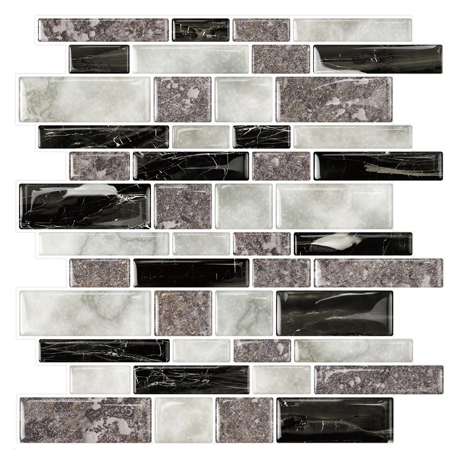 BowLift | 12"x 12" Resin Mosaic Tiles Square Self-Adhesive Tiles for Backsplash & Wall Tile