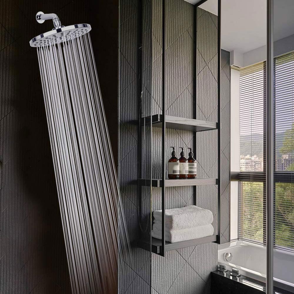 BowLift | Contemporary Fest Shower Head Round Shower Head Combo in Silver