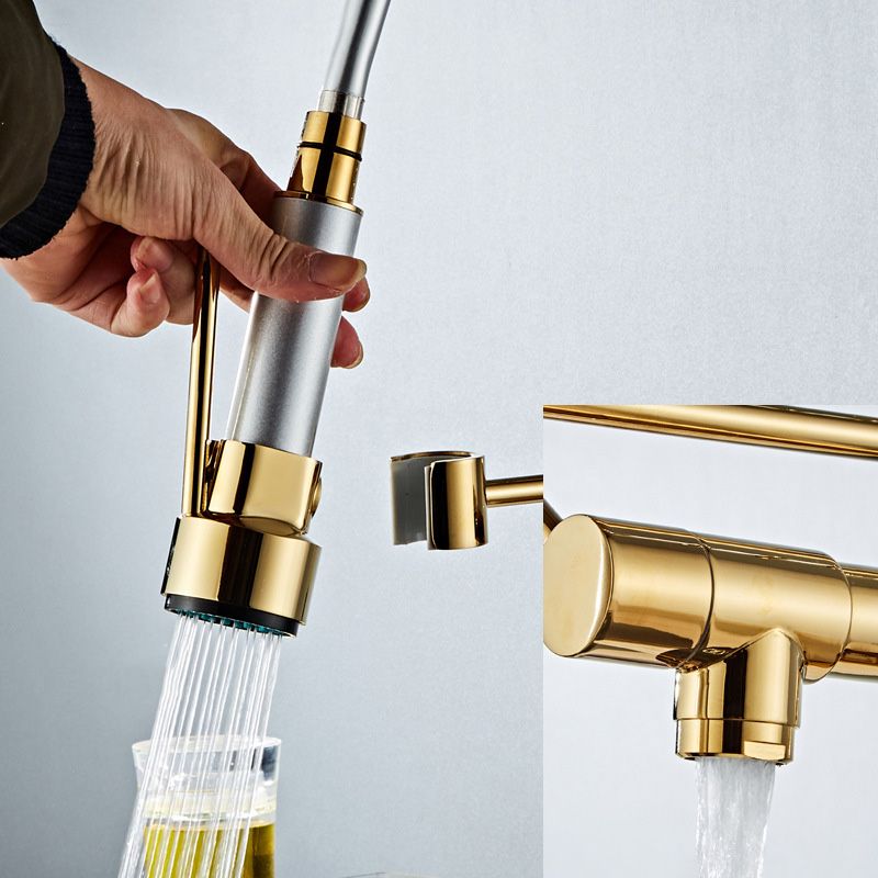 BowLift | Glam Basin Faucet Brass Lever Handles Spring Neck Three-Function Bathroom Sink Tap