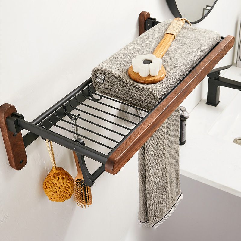 BowLift | Walnut Brown Bathroom Accessory Set Metal Folding Bath Hardware Set