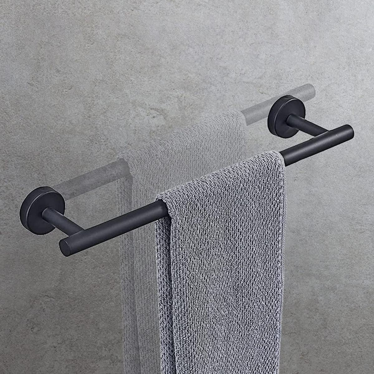 BowLift | Matt Black Bathroom Accessory Set Stainless Steel Towel Bar/Paper Holder/Bath Towel Hook