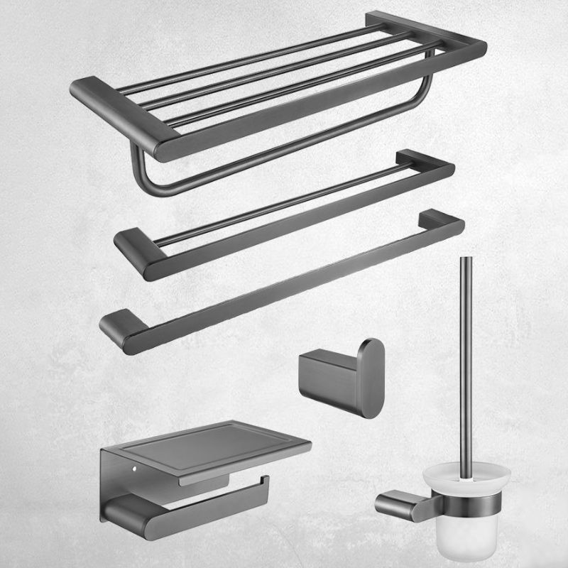 BowLift | 5-piece modern bathroom accessory set made of stainless steel with towel bar/robe hooks/paper holder