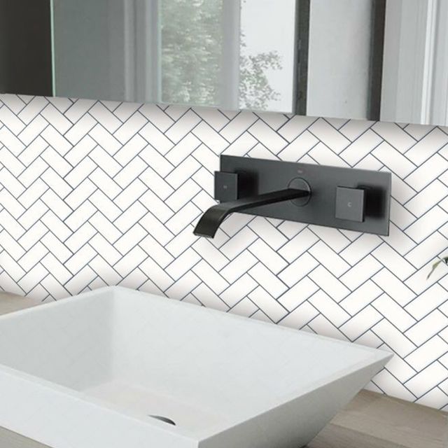 BowLift | Matte Square Peel & Stick Tile Stone Composite Subway Tile for Kitchen Backsplash