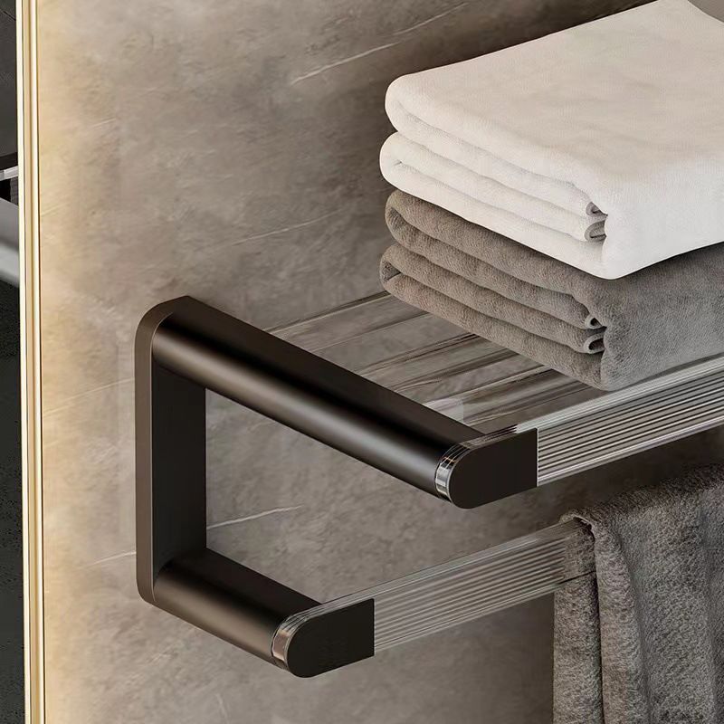 BowLift | Mattes Black Bathroom Hardware Set Metal & Acrylic Bathroom Shelf/Towel Holder/Bathrobe Hook