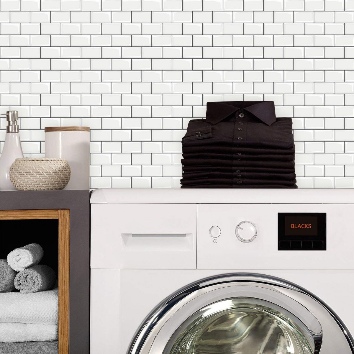 BowLift | 12"x 12" Resin Mosaic Tiles Square Self-adhesive Tiles for Backsplash & Wall Tile