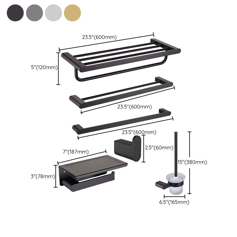 BowLift | 5-piece modern bathroom accessory set made of stainless steel with towel rail/robe hooks/toilet paper holder