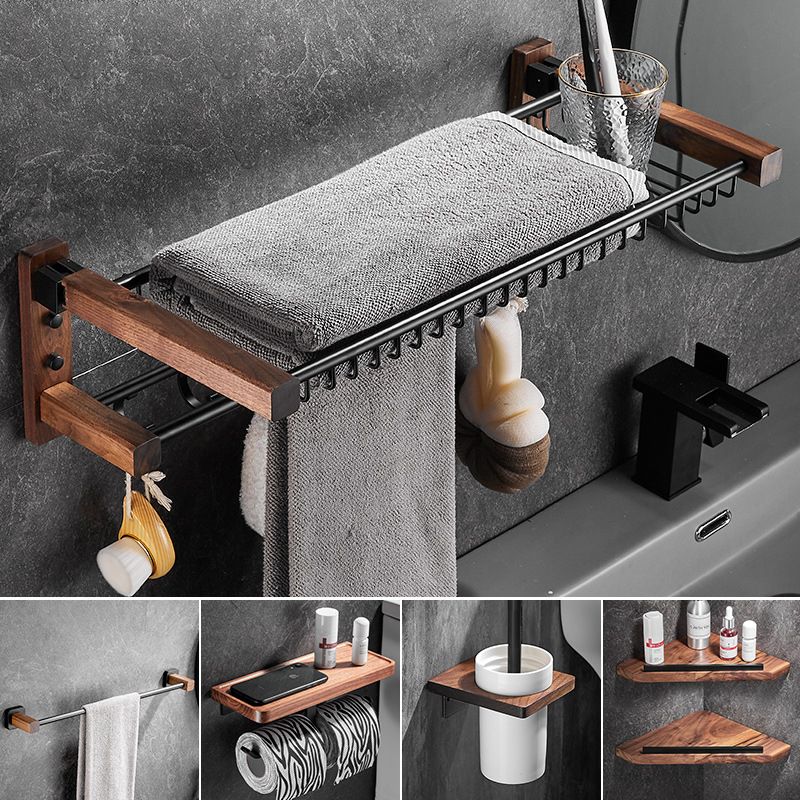 BowLift | Wood & Aluminum Bathroom Set Brown Bathroom Accessory Set