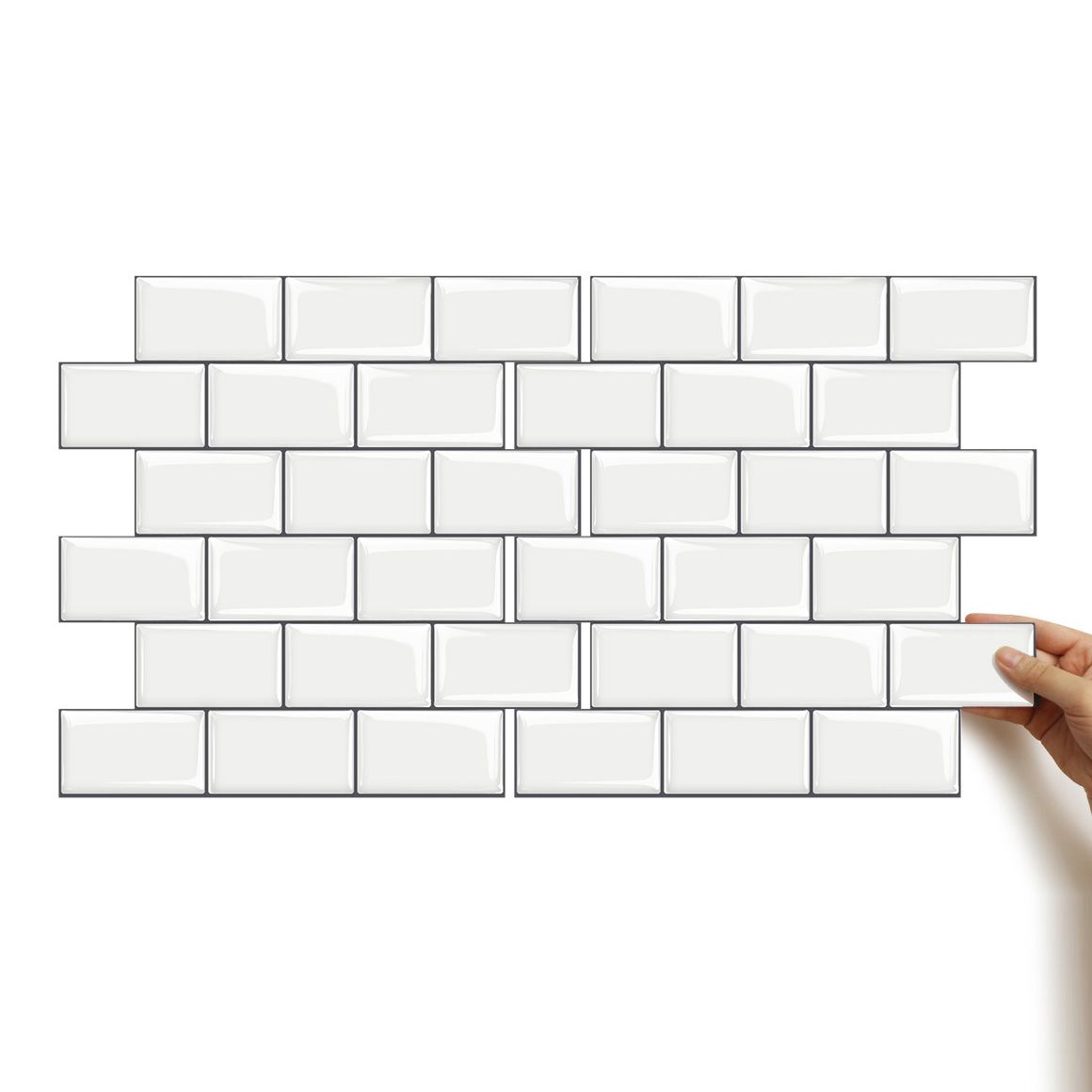 BowLift | 12"x 12" Resin Mosaic Tiles Square Self-adhesive Tiles for Backsplash & Wall Tile