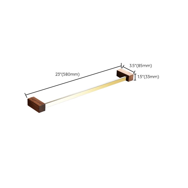 BowLift | Polished Brass Bathroom Hardware Set Metal & Wood Bathroom Set with Bath Shelf/Towel Bar