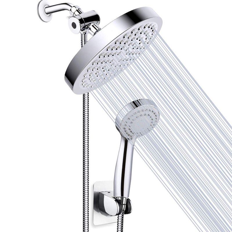 BowLift | Silver Dual Showerhead with Hose Modern Style Wall Mounted Showerhead
