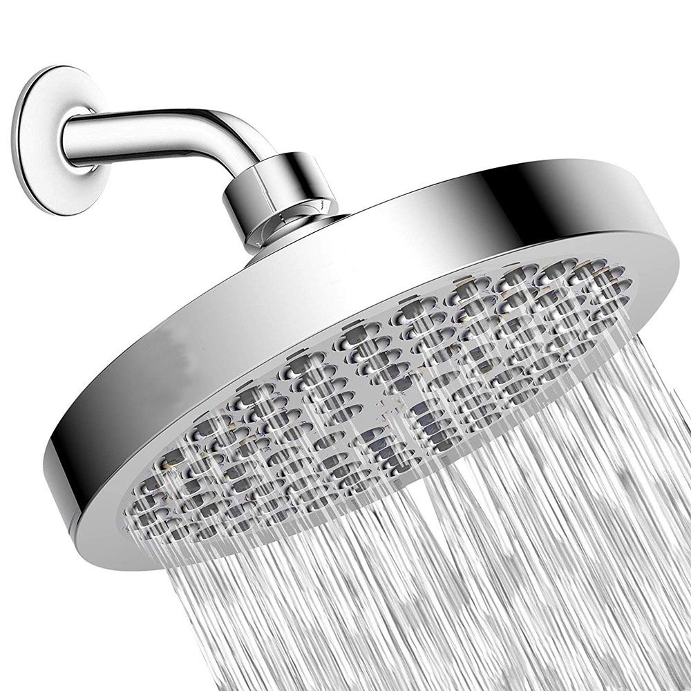 BowLift | Contemporary Fixed Shower Head Round Metal Spray Head in Silver