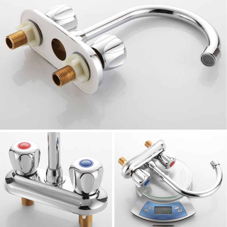 BowLift | Circular 2-Handle Bathroom Faucet Contemporary Brass Sink Faucet