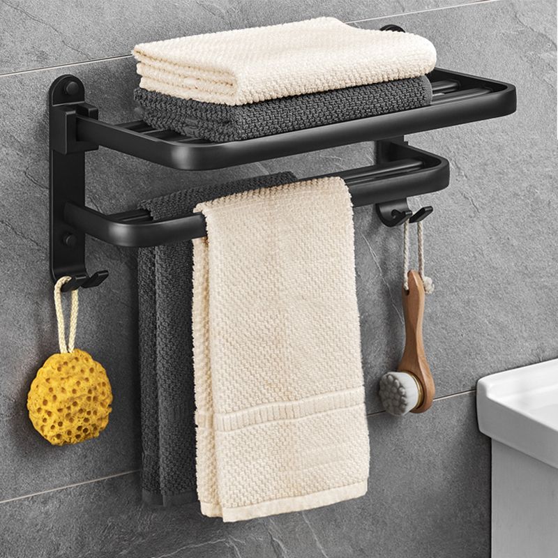 BowLift | Matt Black 5-piece modern bathroom accessory set with bath shelf/tower rod & paper holder