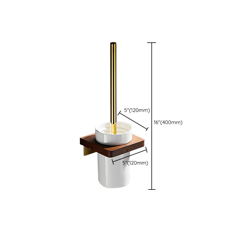 BowLift | Polished Brass Bathroom Hardware Set Metal & Wood Bathroom Set with Bath Shelf/Towel Bar
