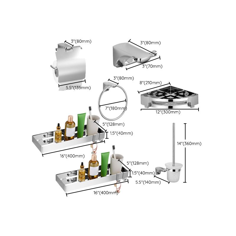 BowLift | Silver Bathroom Accessories Hardware Set Modern Bathroom Accessories Kit