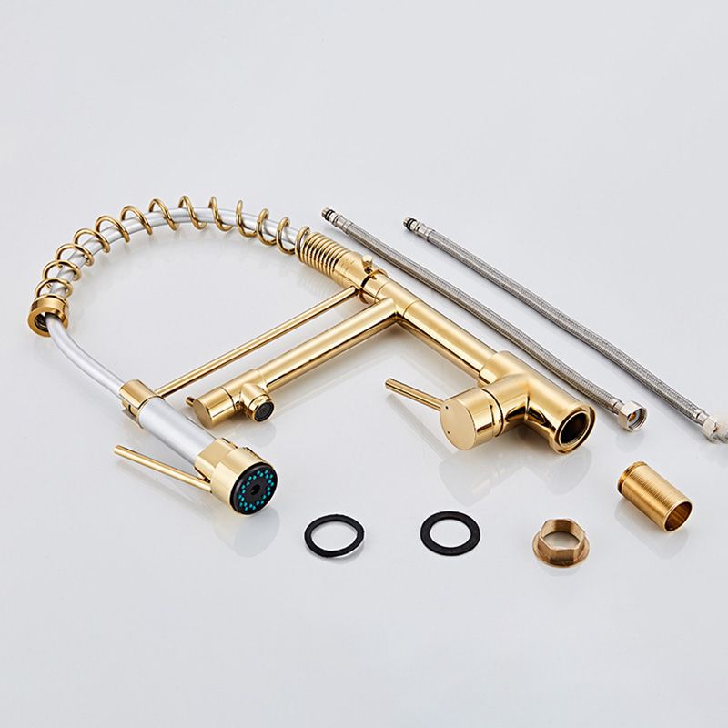 BowLift | Glam Basin Faucet Brass Lever Handles Spring Neck Three-Function Bathroom Sink Tap