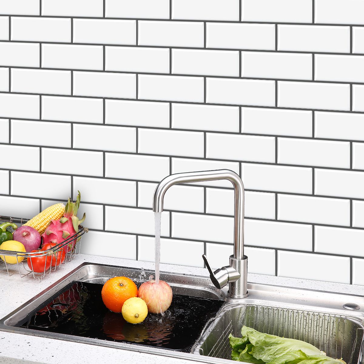 BowLift | Matte Square Peel & Stick Tile Stone Composite Subway Tile for Kitchen Backsplash