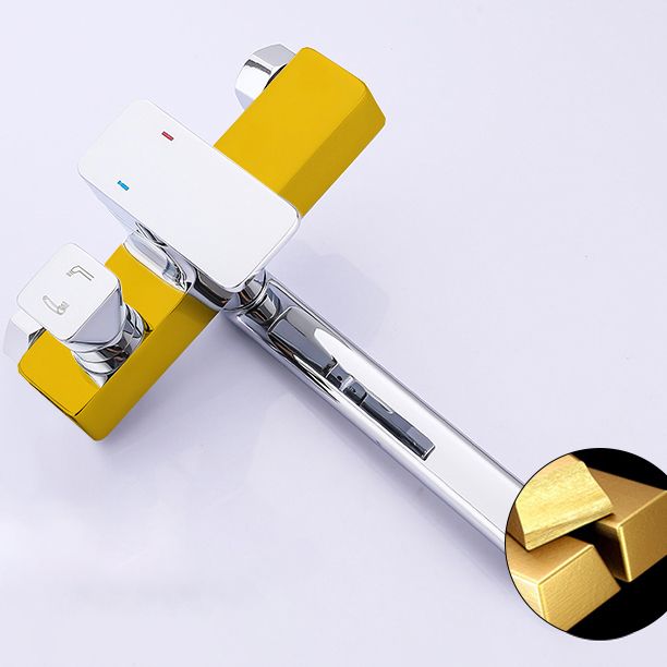 BowLift | Chrome polished bathroom faucet wall-mounted with swivel spout and hand shower