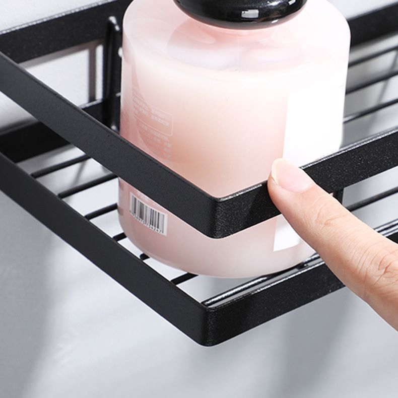 BowLift | 2-piece bathroom shelf made of matte black metal bathroom hardware set