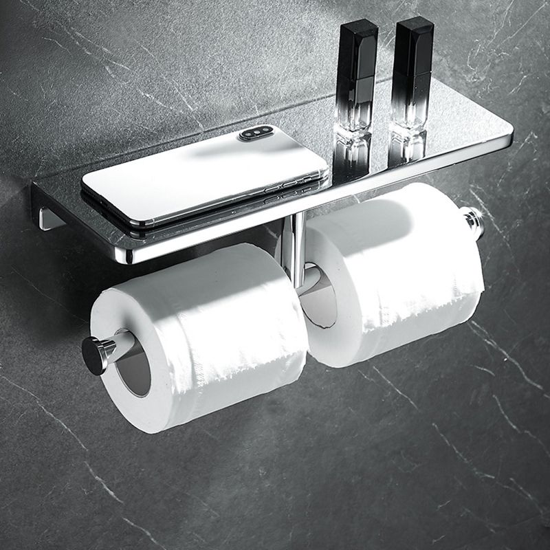 BowLift | Contemporary 2-piece bathroom set made of polished chrome stainless steel toilet paper holder