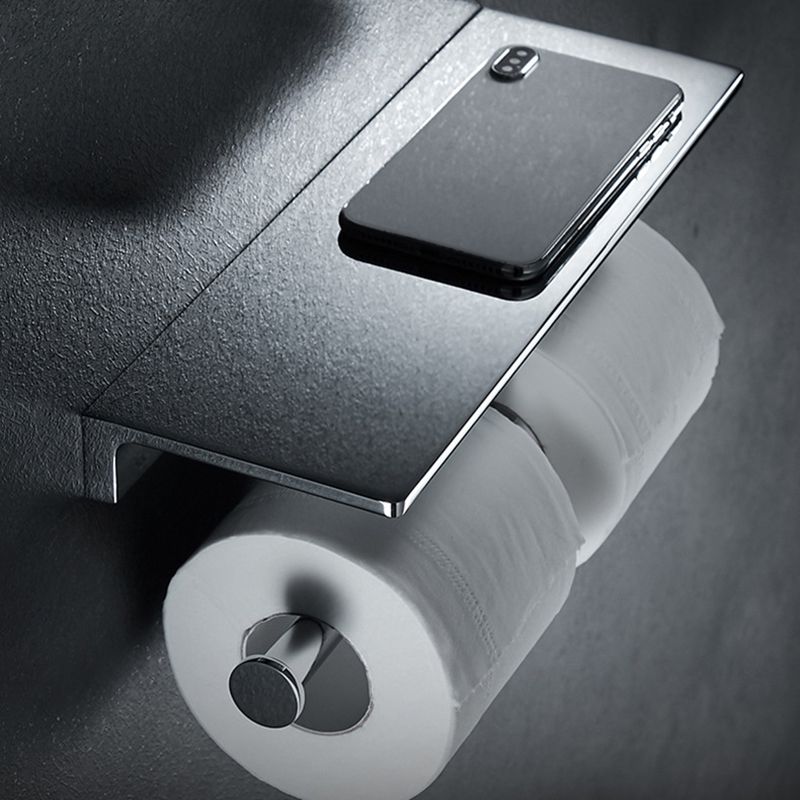 BowLift | Contemporary 2-piece bathroom set made of polished chrome stainless steel toilet paper holder