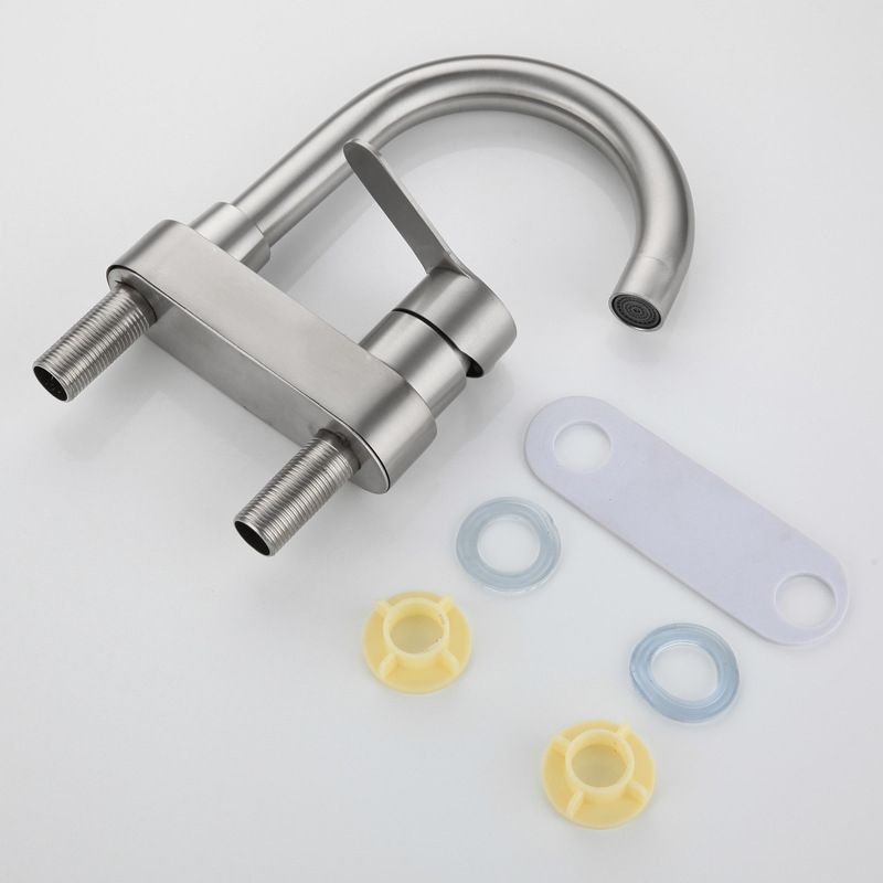 BowLift | 304 stainless steel center faucet bathroom single handle hot and cold sink faucet