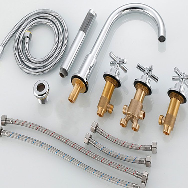 BowLift | Contemporary Bathroom Faucet Deck Mount Copper Low Arc Swivel Roman Bathtub Faucet Set