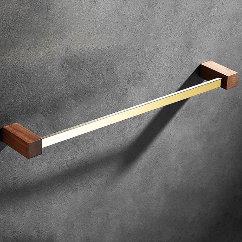 BowLift | Polished Brass Bathroom Hardware Set Metal & Wood Bathroom Set with Bath Shelf/Towel Bar
