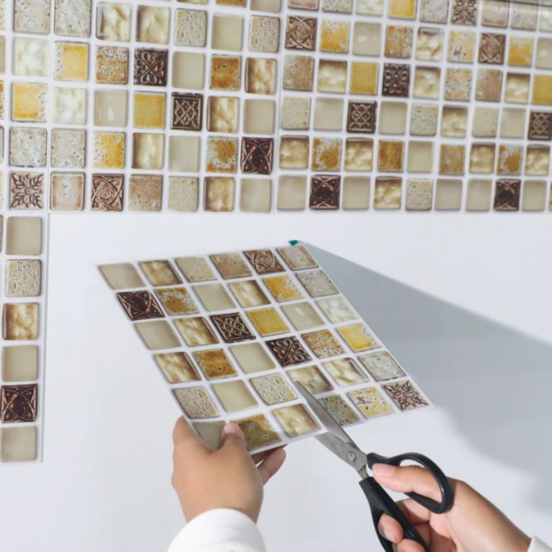 BowLift | Plastic Self-Adhesive Tiles Mosaic Tiles Grid Square Waterproof Self-Adhesive Tile Pack of 10