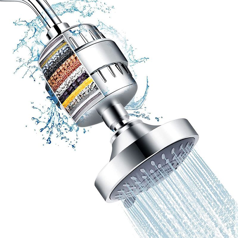 BowLift | 5 Sprays Showerhead Wall Mount Silver Round Fixed Showerhead
