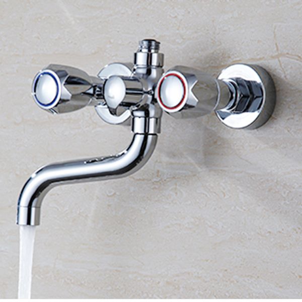 BowLift | Chrome Bathroom Faucet Trim Wall-mounted Swing Faucet with Hand Shower