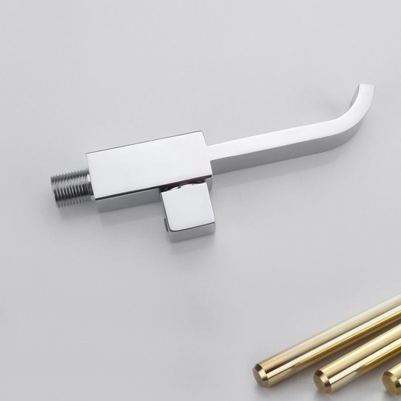 BowLift | Contemporary Wall Mounted Bathroom Faucet Handle Knob Solid Brass Square Faucet