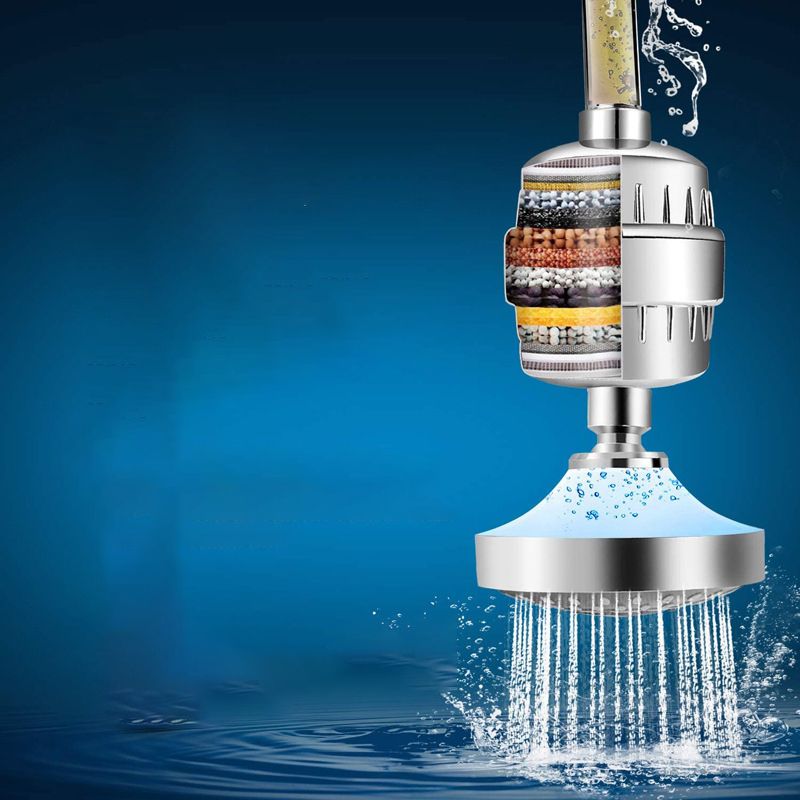 BowLift | 5 Sprays Showerhead Wall Mount Silver Round Fixed Showerhead