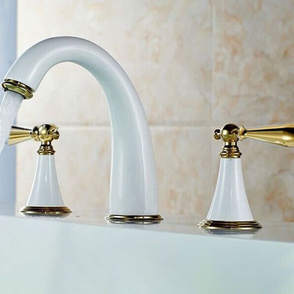 BowLift | Copper Deck-Mounted Roman Bathtub Faucet Low Arc Roman Bathtub Faucet Set