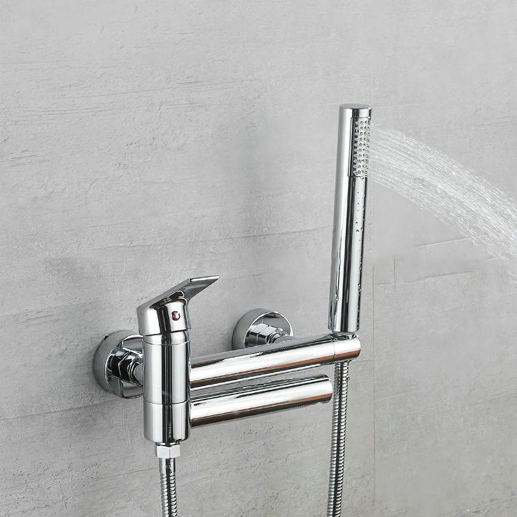BowLift | Lever Handle Bathtub Faucet Wall Mount Shower Hose Swivel Spout Bathtub Filling with Hand Shower