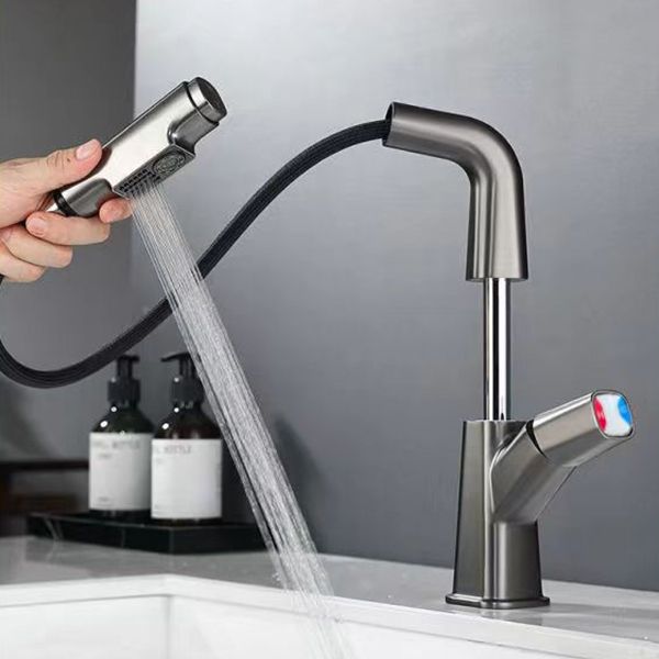 BowLift | Brass Contemporary Sink Faucet Pull-Out Round Bathroom Faucet