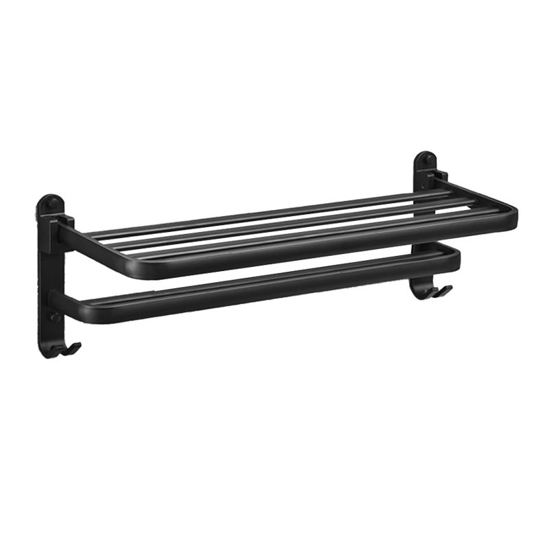 BowLift | Matt Black 5-piece modern bathroom accessory set with bath shelf/tower rod & paper holder