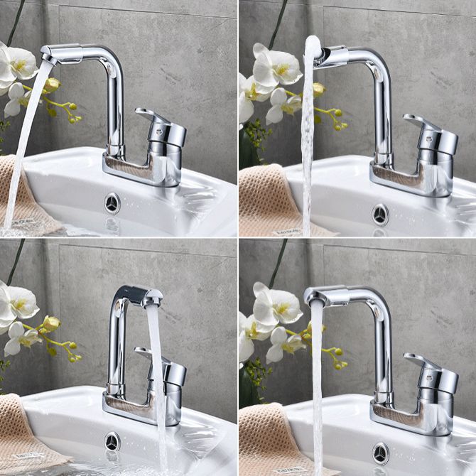 BowLift | Chrome Round Washbasin Faucet with Swivel Spout for the Bathroom