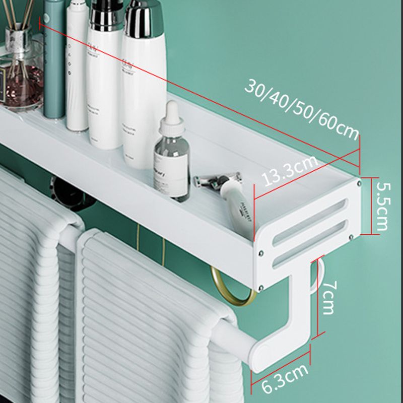 BowLift | 2-piece modern bathroom accessory set White rectangular bath shelf