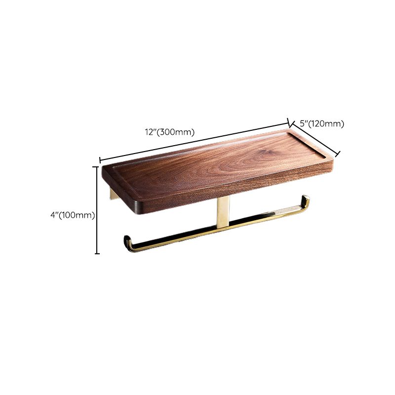 BowLift | Polished Brass Bathroom Hardware Set Metal & Wood Bathroom Set with Bath Shelf/Towel Bar