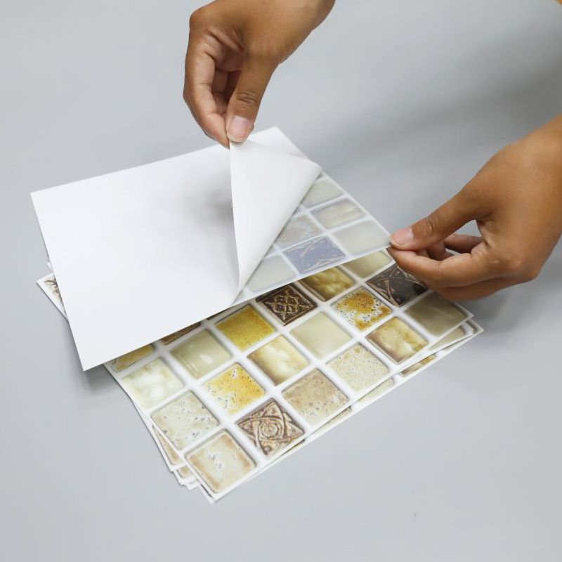 BowLift | Plastic Self-Adhesive Tiles Mosaic Tiles Grid Square Waterproof Self-Adhesive Tile Pack of 10