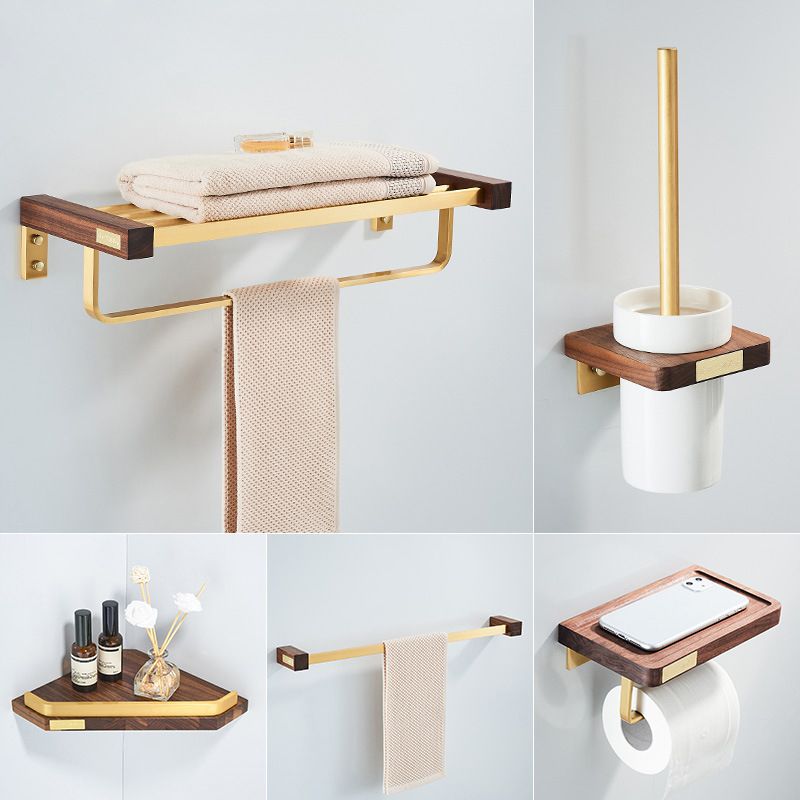 BowLift | Wood and Aluminum Bath Hardware Set Golden Bathroom Accessory Set