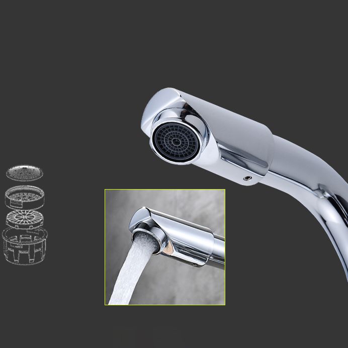 BowLift | Chrome Round Washbasin Faucet with Swivel Spout for the Bathroom