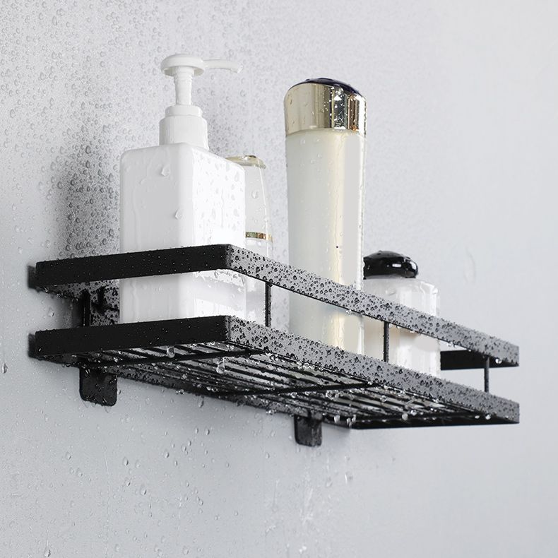 BowLift | 2-piece bathroom shelf made of matte black metal bathroom hardware set