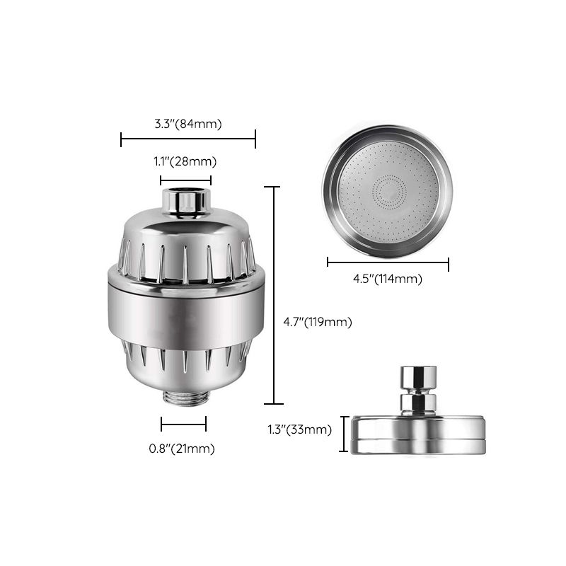 BowLift | Contemporary solid shower head in silver with Catalyst wall-mounted shower head