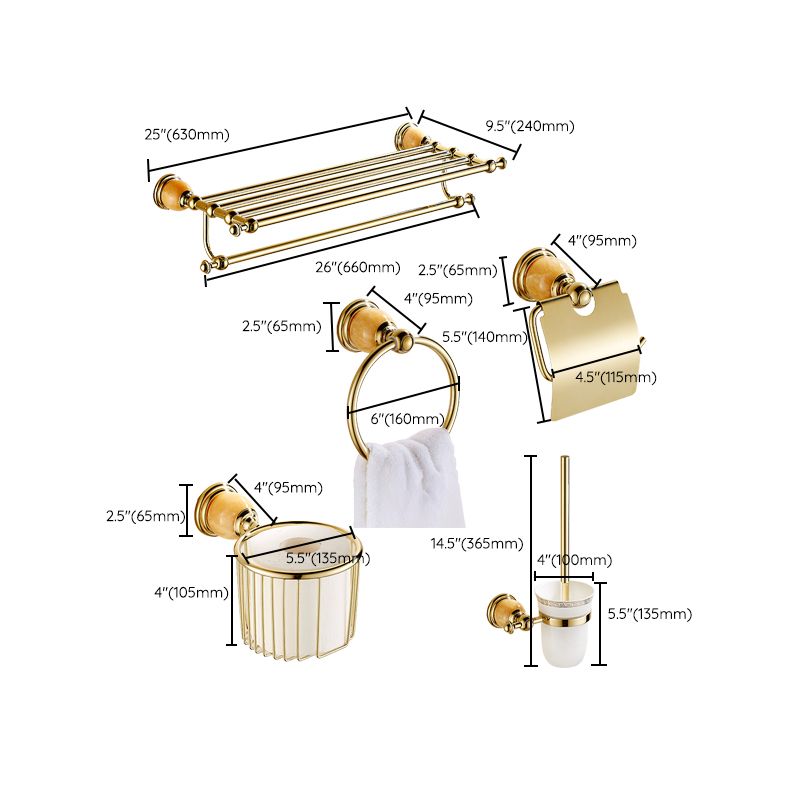 BowLift | Polished Gold Bathroom Set Metal Bathroom Accessories Hardware Set
