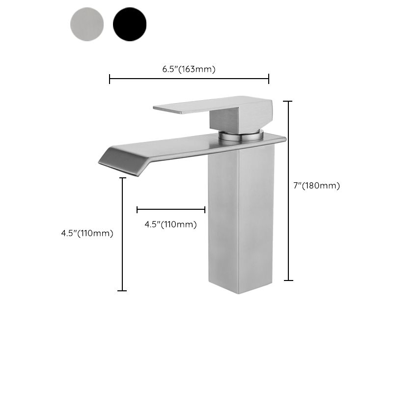 BowLift | Industrial Faucets Faucet Stainless Steel Lever Handles Waterfall Spout Bathroom Faucet