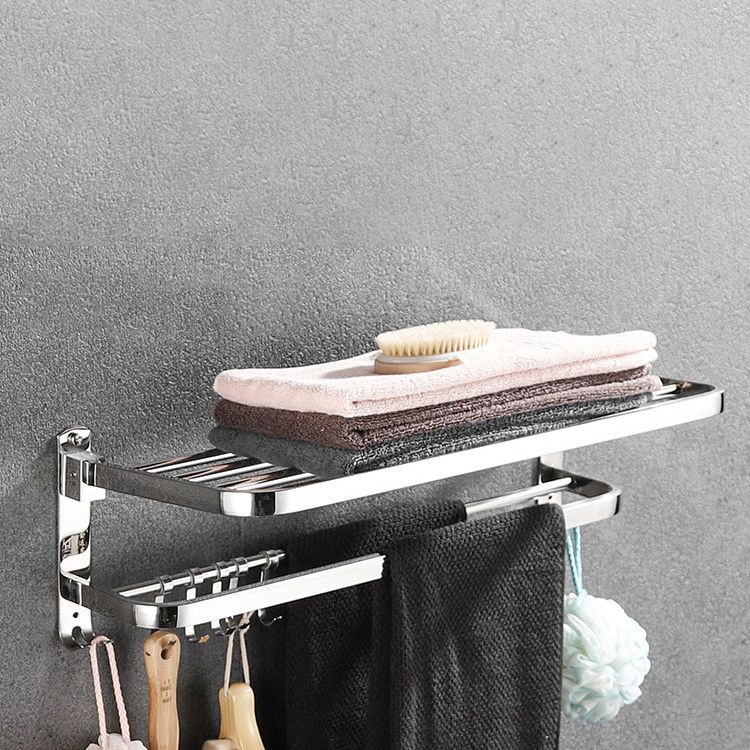 BowLift | Polished Chrome Bathroom Accessories Set made of Stainless Steel with Bathroom Shelf/Bathrobe Hook/Towel Bar